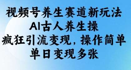 视频号养生赛道新玩法，AI古人养生操，疯狂引流变现，操作简单，单日变现多张|无忧资源社