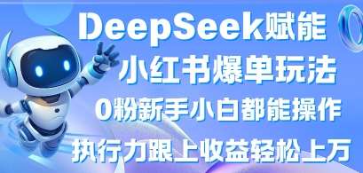 DeepSeek赋能小红书爆单玩法0粉新手小白都能操作，执行力跟上收益轻松上W，懒人勿做|无忧资源社