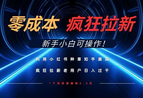 利用小红书种草知乎漏洞，零成本疯狂拉新日入数张，新手小白可操作|无忧资源社