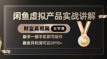 精品！闲鱼虚拟产品实战讲解，新手一部手机即可操作，副业月利润可达5k+|无忧资源社