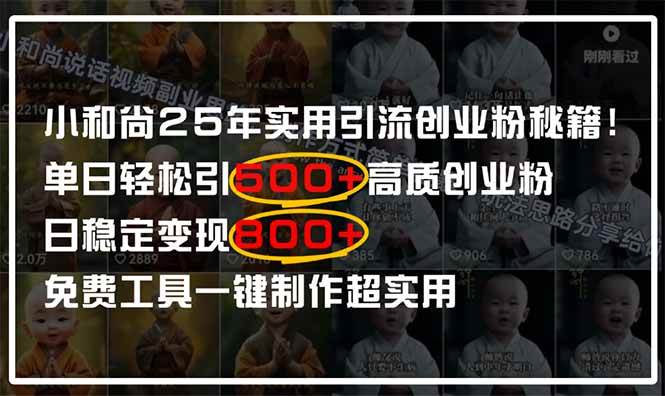 （14436期）小和尚2025年实用引流秘籍！单日轻松引500+高质量创业粉，日变现800+，…|无忧资源社