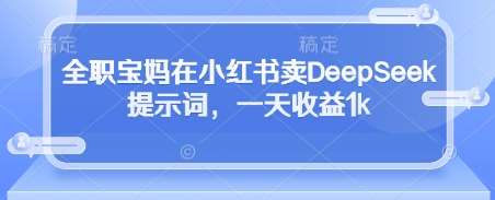 全职宝妈在小红书卖DeepSeek提示词，一天收益1k|无忧资源社