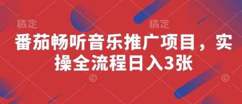 番茄畅听音乐推广项目，实操全流程日入3张|无忧资源社
