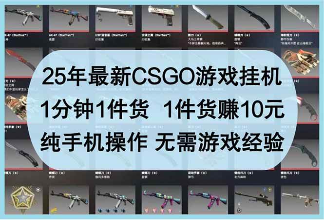 （14439期）25年最新CSGO游戏挂机，1分钟1件货，1件货赚10元 纯手机操作 无需游戏经验|无忧资源社