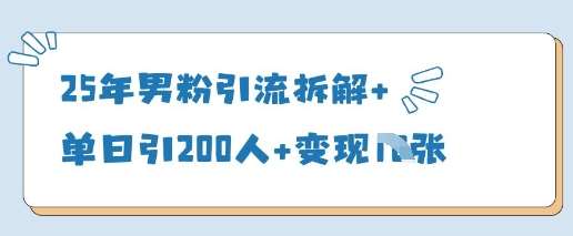 25年男粉引流拆解+单日引200人+变现多张|无忧资源社