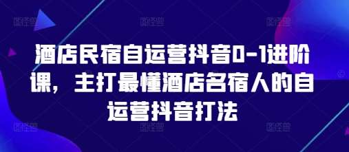 酒店民宿自运营抖音0-1进阶课，主打最懂酒店名宿人的自运营抖音打法|无忧资源社