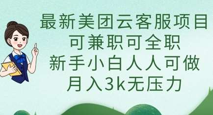 最新美团云客服项目，可兼职可全职，新手小白人人可做，月入3k无压力|无忧资源社