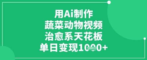 用Ai制作蔬菜动物视频，治愈系天花板，单日变现1k|无忧资源社