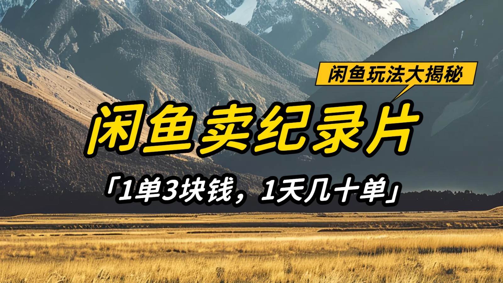 闲鱼卖纪录片，简单又赚钱的小项目，1单3块钱  1天几十单|无忧资源社
