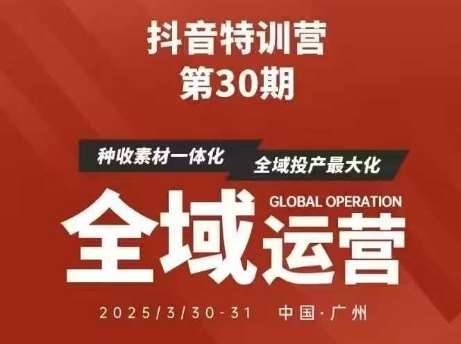 抖音特训营第30期线下培训资料，没有录音视频，正版整理的脑图资料及学员总结核心点|无忧资源社