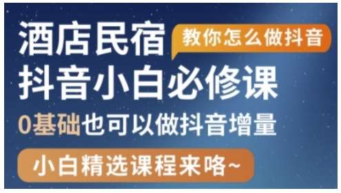 抖音本地生活酒店民宿运营，0基础也可以做抖音增量|无忧资源社