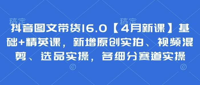 抖音图文带货16.0【4月新课】基础+精英课，新增原创实拍、视频混剪、选品实操，各细分赛道实操|无忧资源社