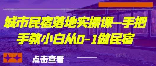 城市民宿落地实操课—手把手教小白从0-1做民宿|无忧资源社