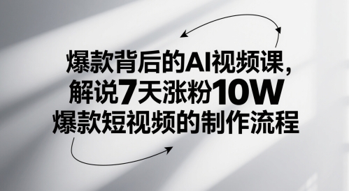 爆款背后的AI视频课，解说7天涨粉10W爆款短视频的制作流程|无忧资源社