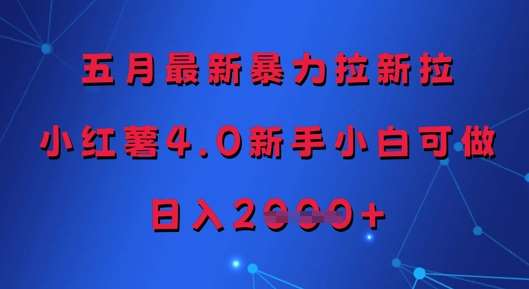 五月最新暴力拉新拉，小红薯4.0新手小白可做，日入多张|无忧资源社