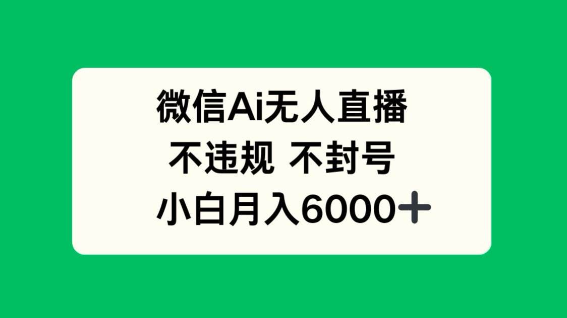 （14733期）微信AI无人直播，不违规 不封号 ，小白月入6000+|无忧资源社