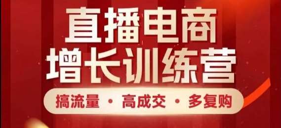 直播电商增长训练营，搞流量·高成交·多复购，快速上手有思路|无忧资源社