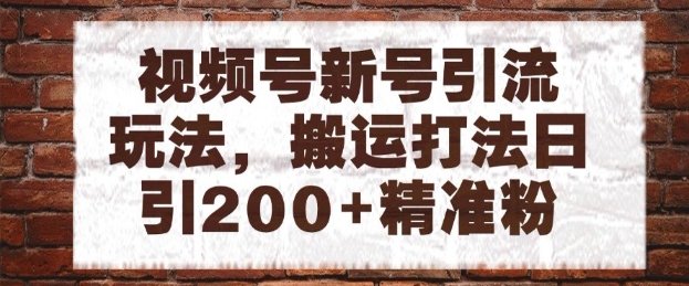 视频号新号引流玩法，搬运打法日引200+精准粉，可矩阵放大【揭秘】|无忧资源社