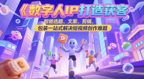 数字人IP打造获客变现实操课，智能选题、文案、剪辑、包装一站式解决短视频创作难题|无忧资源社