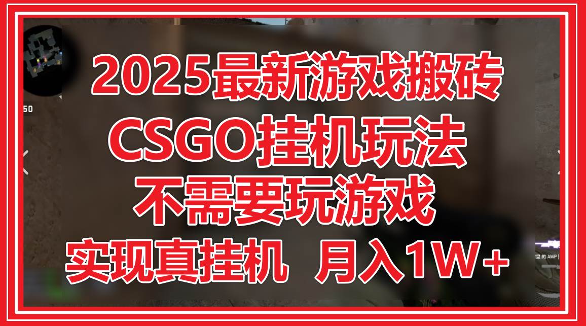 2025最新游戏搬砖，CSGO挂机，不需要玩游戏，实现真挂机，月入1W+|无忧资源社