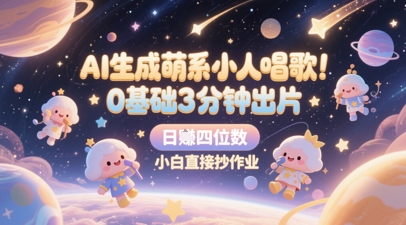 AI生成萌系小人唱歌，0基础3分钟出片，28个作品涨粉8.9W，单条最高19W赞，日入四位数，小白直接抄作业|无忧资源社