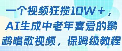 一个视频狂揽10W+点赞，AI生成中老年喜爱的鹦鹉唱歌视频，保姆级教程，轻松挣取创作者分成|无忧资源社