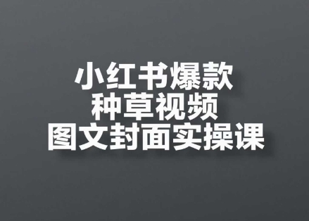 小红书爆款种草视频图文封面实操课，​开店、选品、引流、变现全流程|无忧资源社