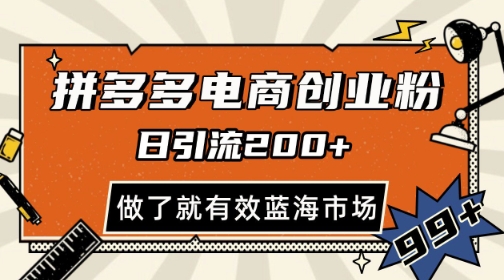 拼多多引流电商创业粉，日引200+，可矩阵放大，做了就有效【揭秘】|无忧资源社
