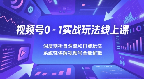 视频号0-1实战玩法线上课，深度剖析自然流和付费玩法，统性讲解视频号全部逻辑|无忧资源社