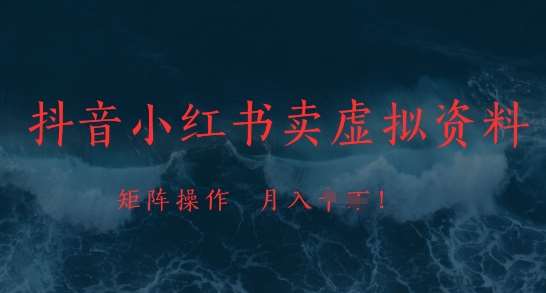 抖音小红书卖虚拟资料，市场需求一直存在，矩阵操作，月入1w+|无忧资源社