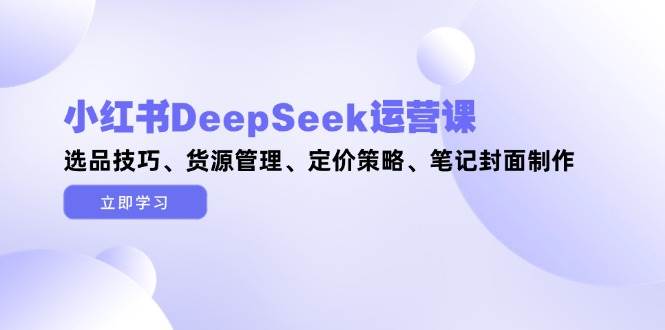（14748期）小红书DeepSeek运营课，选品技巧、货源管理、定价策略、笔记封面制作|无忧资源社