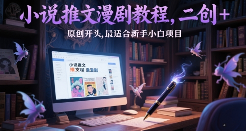 小说推文漫剧教程，二创+原创开头，最适合新手小白项目|无忧资源社