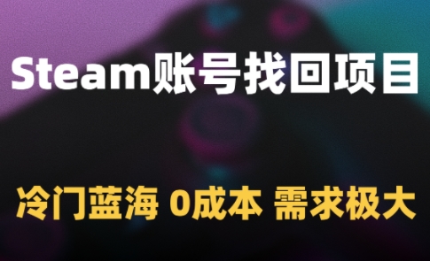 Steam账号找回项目，冷门蓝海，0成本，需求极大|无忧资源社