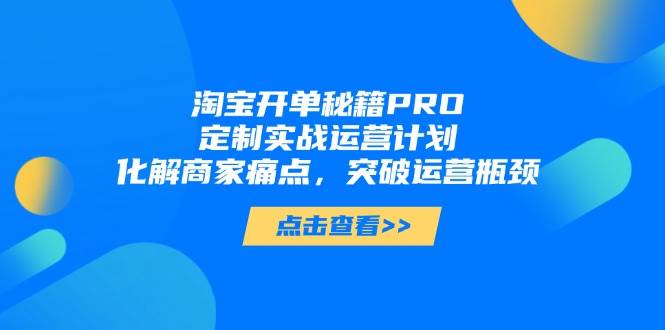 （14642期）淘宝开单秘籍PRO，定制实战运营计划，化解商家痛点，突破运营瓶颈|无忧资源社