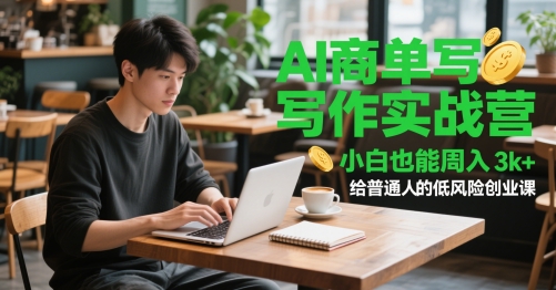 AI商单写作实战营，小白也能周入3k+，给普通人的低风险创业课|无忧资源社