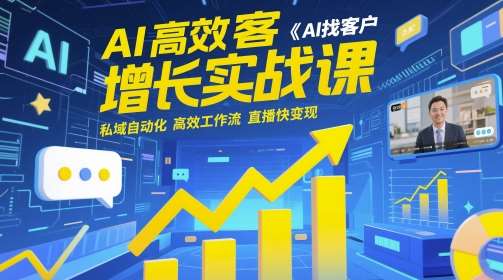 AI高效获客增长实战课，​AI找客户 私域自动化 高效工作流 直播快变现|无忧资源社