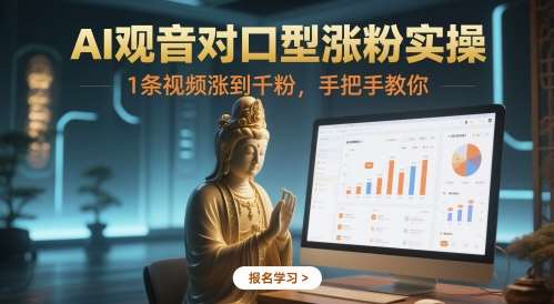 AI观音对口型涨粉实操，1条视频涨到千粉，手把手教你|无忧资源社