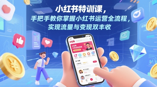 小红书特训课，手把手教你掌握小红书运营全流程，实现流量与变现双丰收|无忧资源社