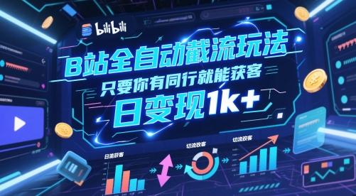 B站全自动截流玩法只要你有同行就能获客，日变现1k+【揭秘】|无忧资源社