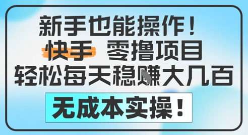 新手也能操作，快手零撸挣米，轻松每天挣2-5张，完全无成本|无忧资源社