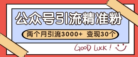 公众号精准粉引流玩法，2个月3000+精准粉，变现30个W【揭秘】|无忧资源社