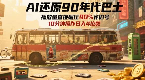 AI还原90年代巴士，一帧就让70后泪崩，播放量直接碾压90%怀旧号，每天操作十分钟，日入四位数|无忧资源社