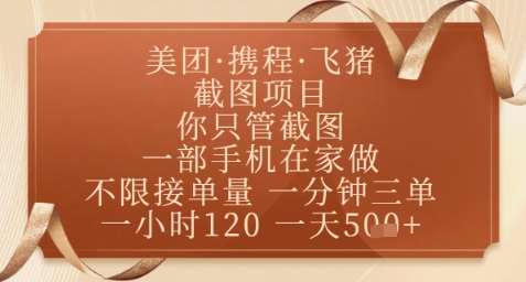 飞猪美团截图项目，你只管截图，一部手机在家做，正规平台无套路，一天5张+【揭秘】|无忧资源社