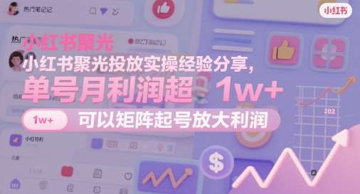 小红书聚光投放实操经验分享，单号月利润超1w+，可以矩阵起号放大利润|无忧资源社