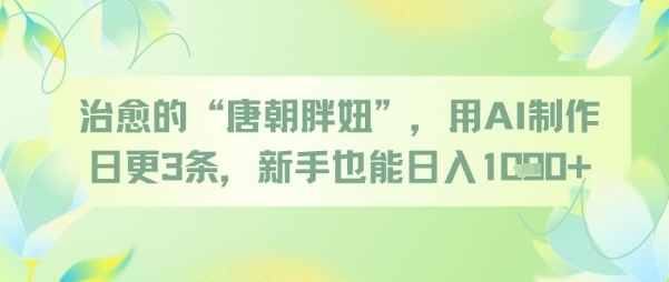 治愈的“唐朝胖妞”，用AI制作日更3条，新手也能日入多张|无忧资源社