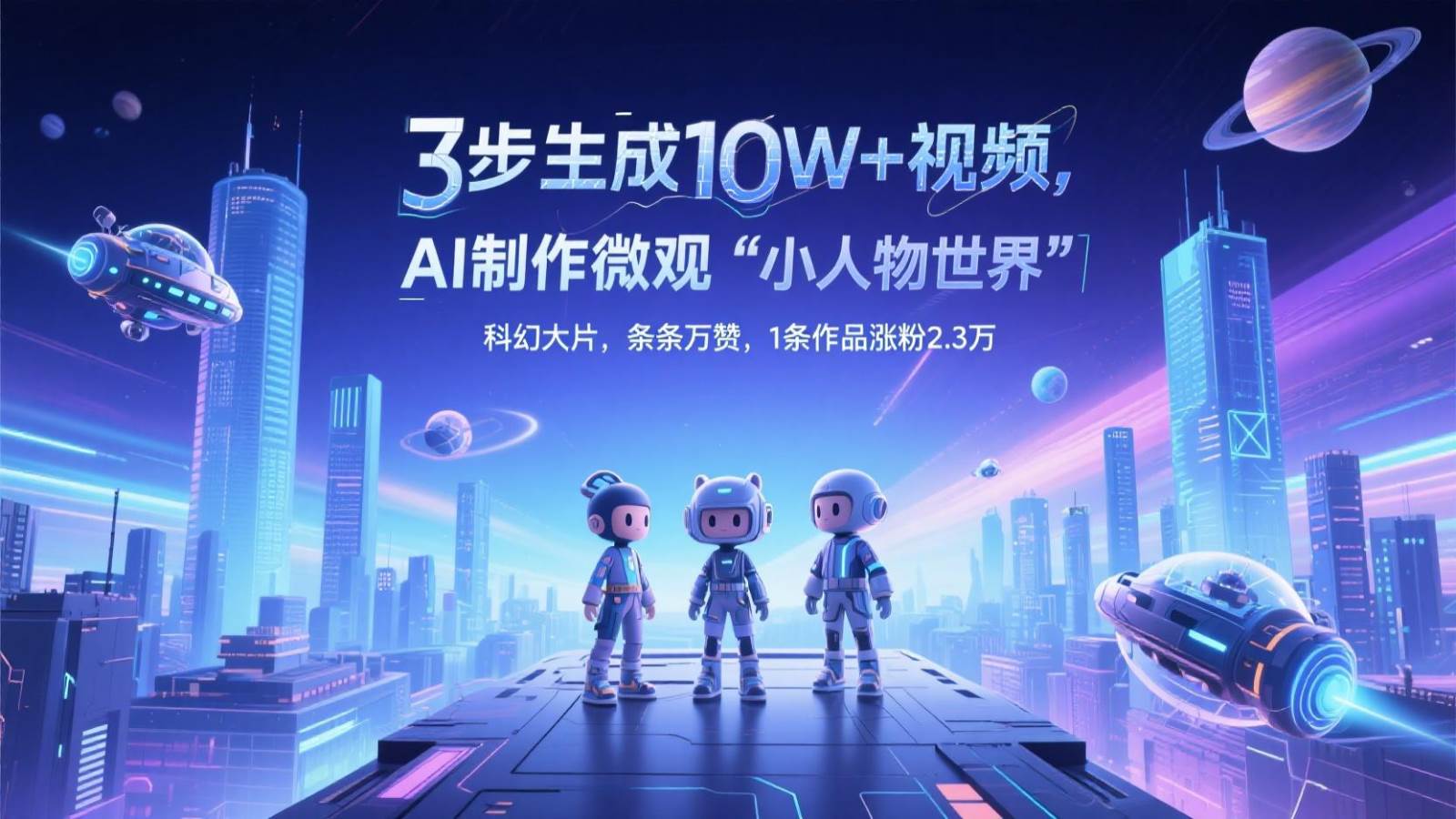 三步生成10W+视频，AI制作微观“小人物世界”科幻大片，条条万赞，1条作品涨粉2.3万|无忧资源社