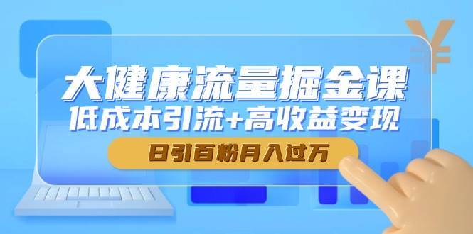大健康流量掘金课，低成本引流+高收益变现，日引百粉月入过万|无忧资源社