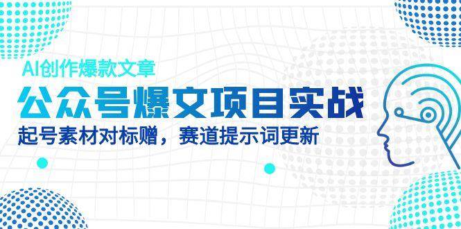 （14709期）公众号爆文项目实战，AI创作爆款文章，起号素材对标赠（附赛道AI提示词）|无忧资源社