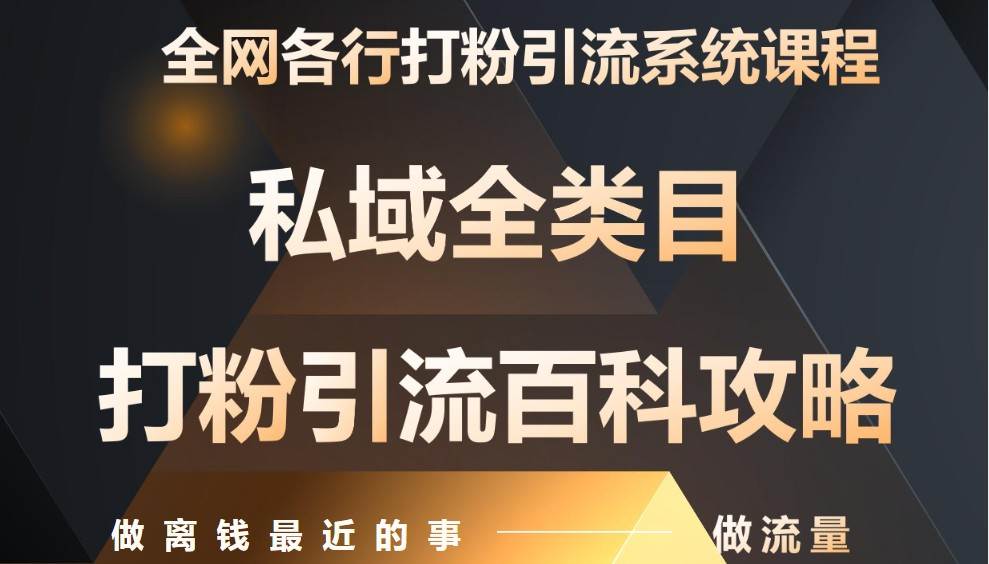 月入9万：全网唯一私域打粉引流神课，零基础手把手带你引流变现|无忧资源社