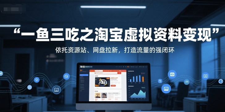 一鱼三吃之淘宝虚拟资料变现，依托资源站、网盘拉新，打造流量的强闭环|无忧资源社